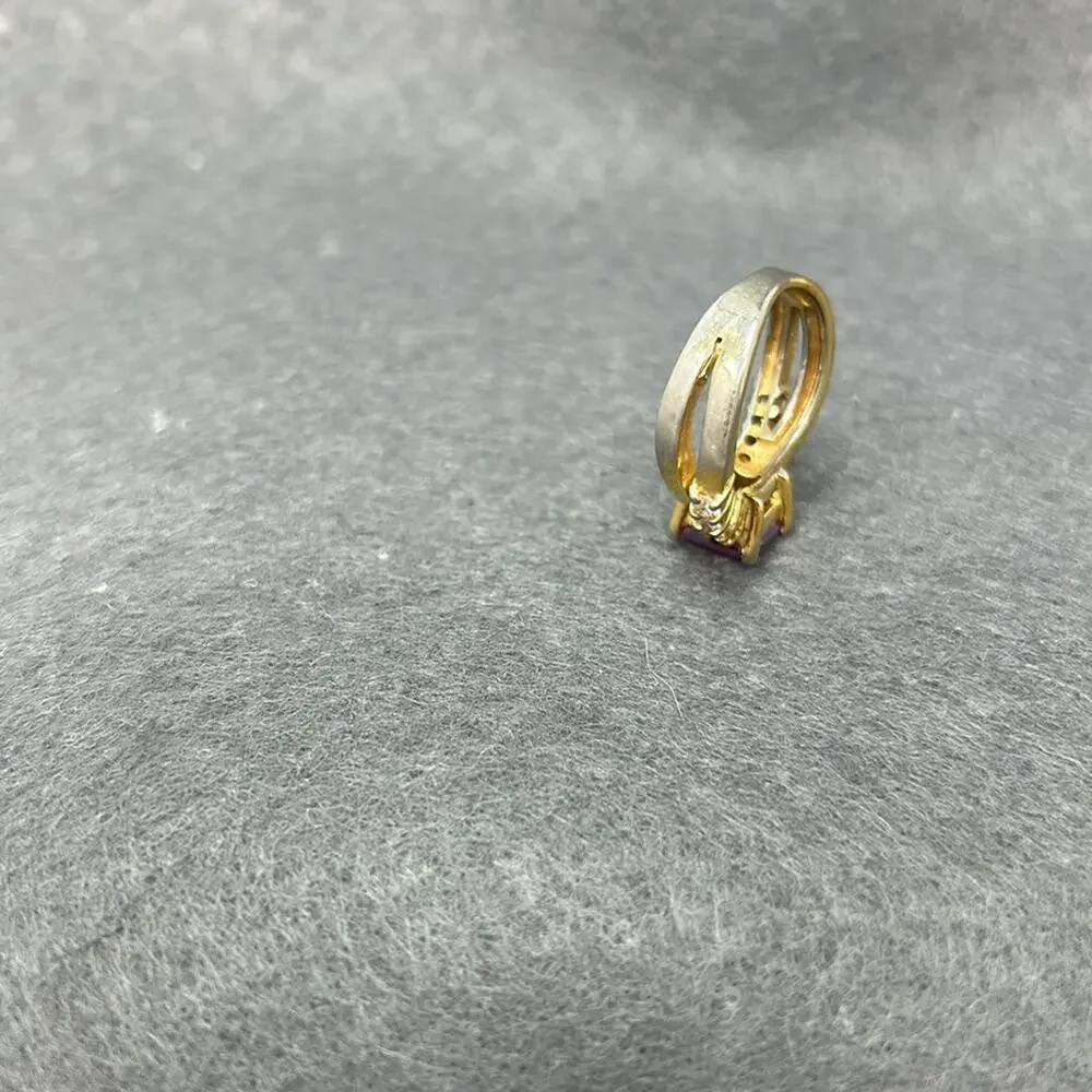 Vintage Purple Stone Ring from Thailand 4  on Each Side size 8